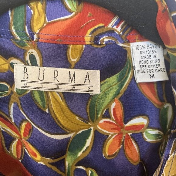 BURMA Bibas Hawaiian shirt Mens M Rayon Floral Guitars - Picture 5 of 5